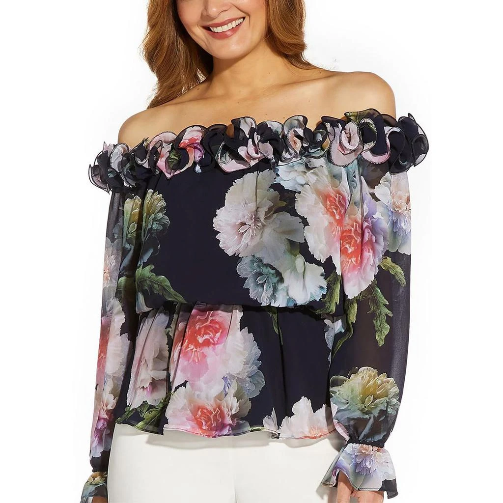 商品Adrianna Papell|Adrianna Papell Womens Chiffon Off-The-Shoulder Blouse,价格¥145,第1张图片