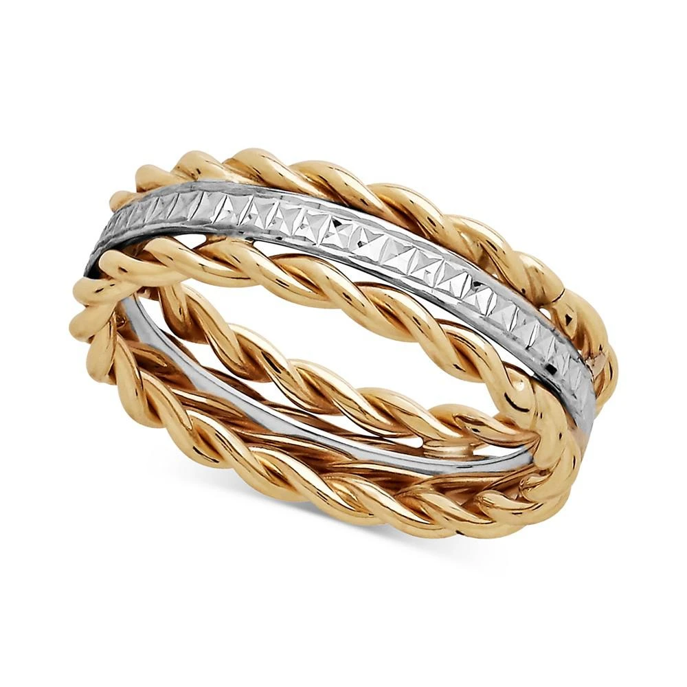 商品Macy's|Two-Tone Rope Ring in 10k Gold & White Gold,价格¥5419,第1张图片
