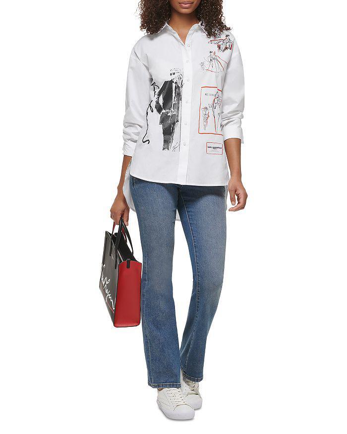 商品Karl Lagerfeld Paris|Poplin Button Up Shirt,价格¥821,第3张图片详细描述