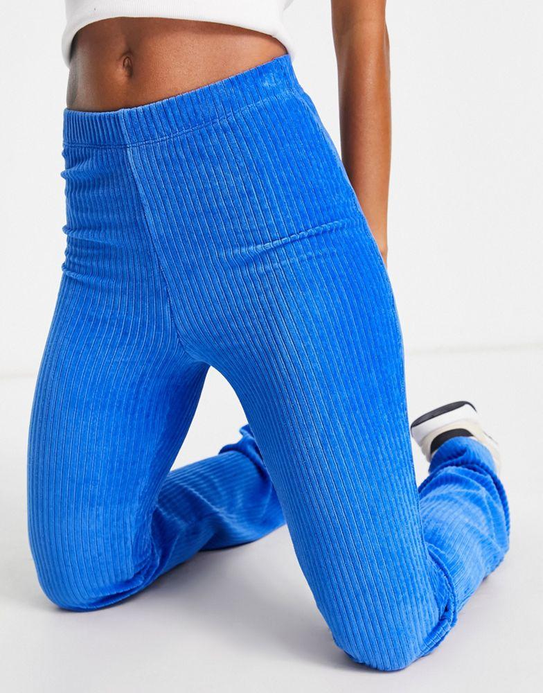 Topshop stretchy cord flared trouser in cobolt blue商品第4张图片规格展示