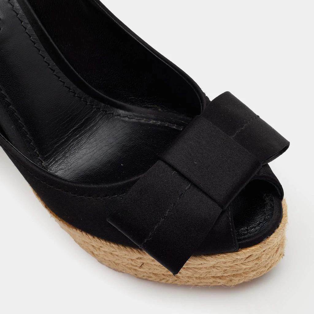 Louis Vuitton Black Suede Bow Detail Espadrille Peep Toe Platform Pumps Size 37 商品
