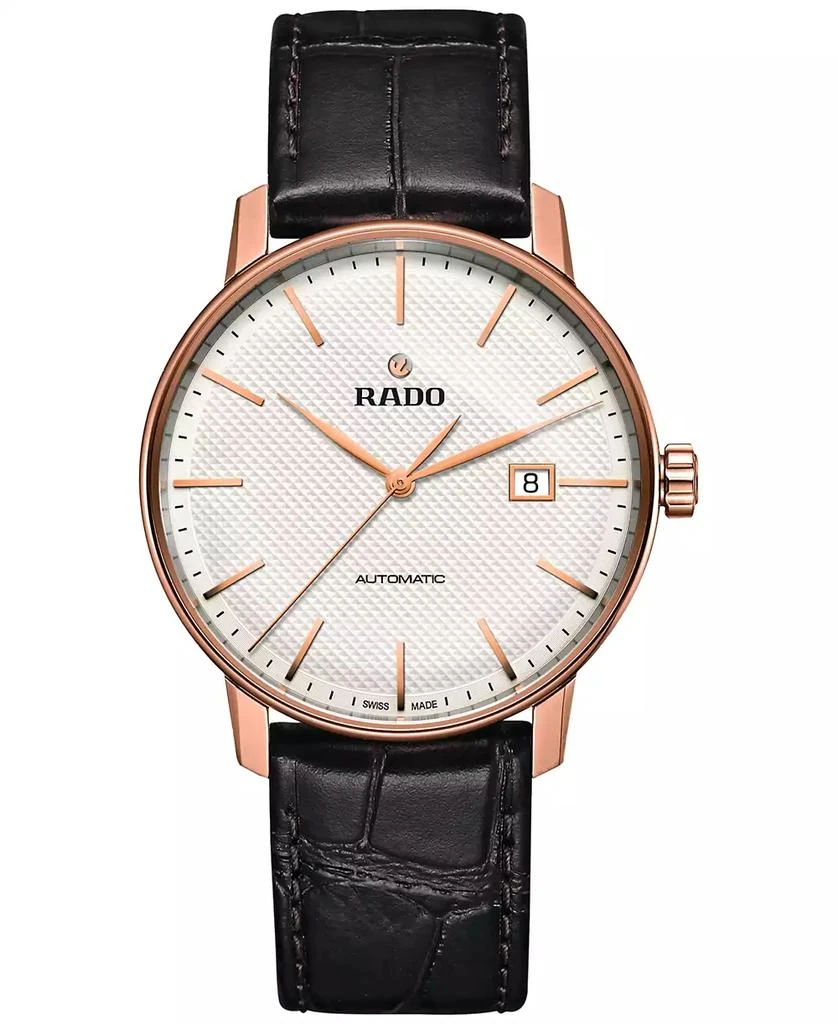 商品Rado|Men's Swiss Automatic Coupole Classic Dark Brown Leather Strap Watch 41mm R22877025,价格¥10104,第1张图片