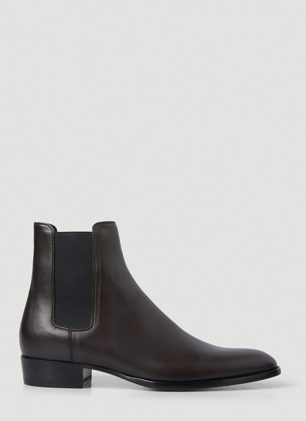 商品Yves Saint Laurent|Wyatt Chelsea Boots in Brown,价格¥7134,第1张图片