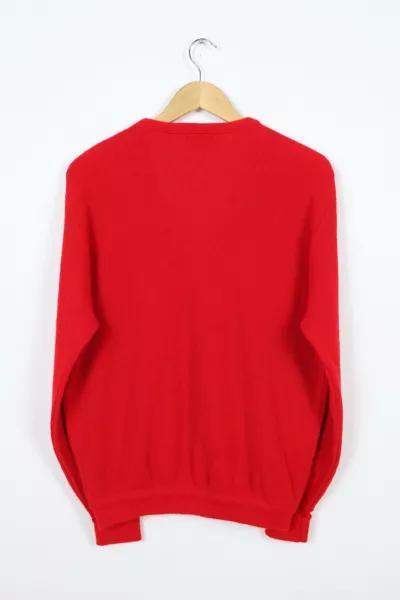 Vintage Lacoste V-Neck Red Sweater商品第3张图片规格展示
