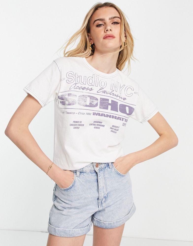 Topshop studio NYC tee in white商品第1张图片规格展示