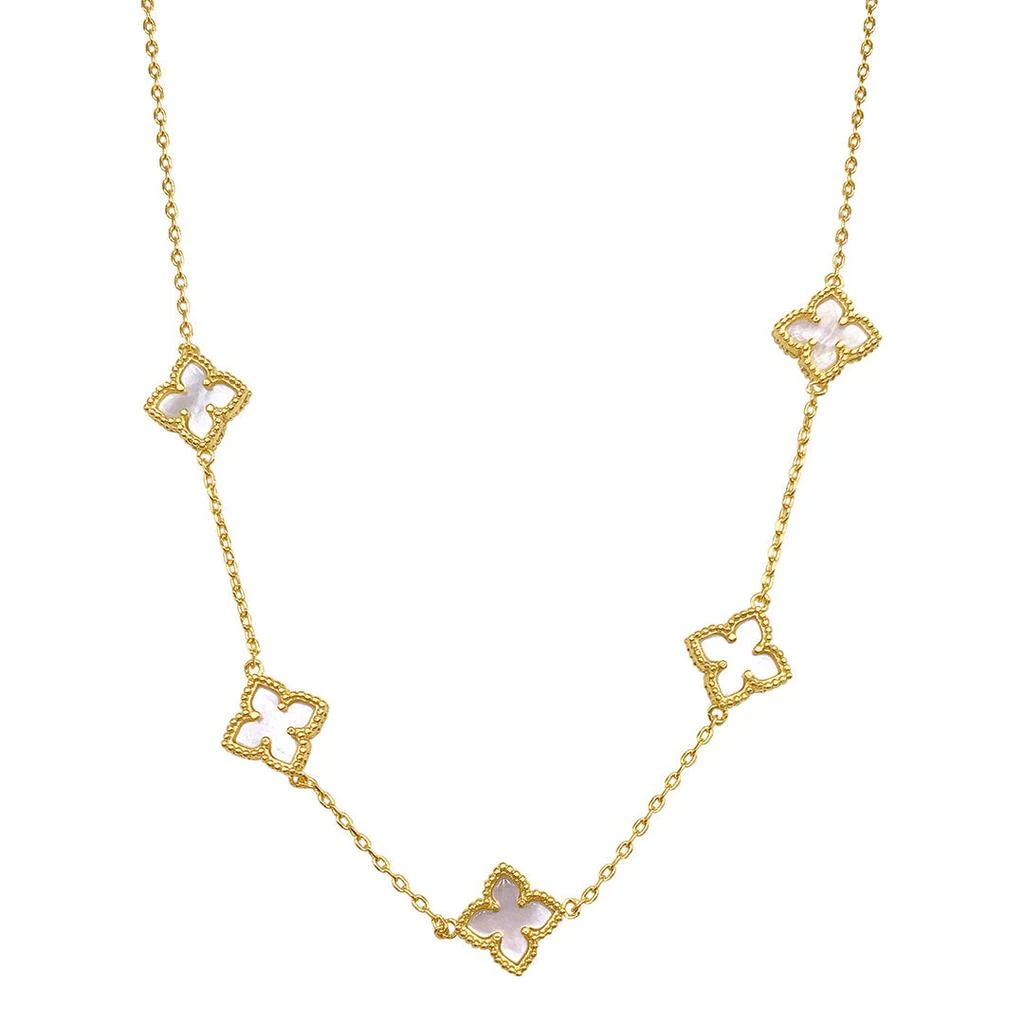 商品ADORNIA|Adornia White Mother of Pearl Floral Necklace gold,价格¥366,第1张图片