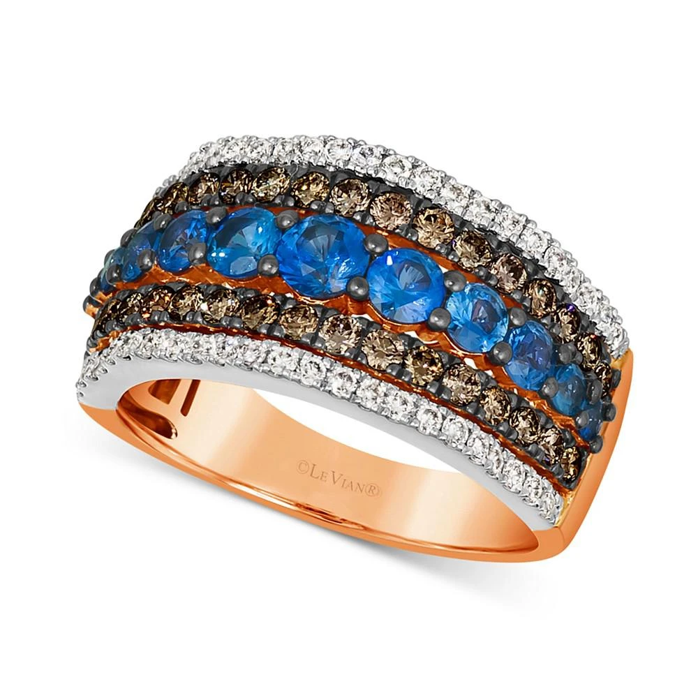 商品Le Vian|Chocolatier® Blueberry Sapphire (1-1/6 ct. t.w.) & Diamond (7/8 ct. t.w.) Multirow Ring in 14k Rose Gold,价格¥38832,第1张图片