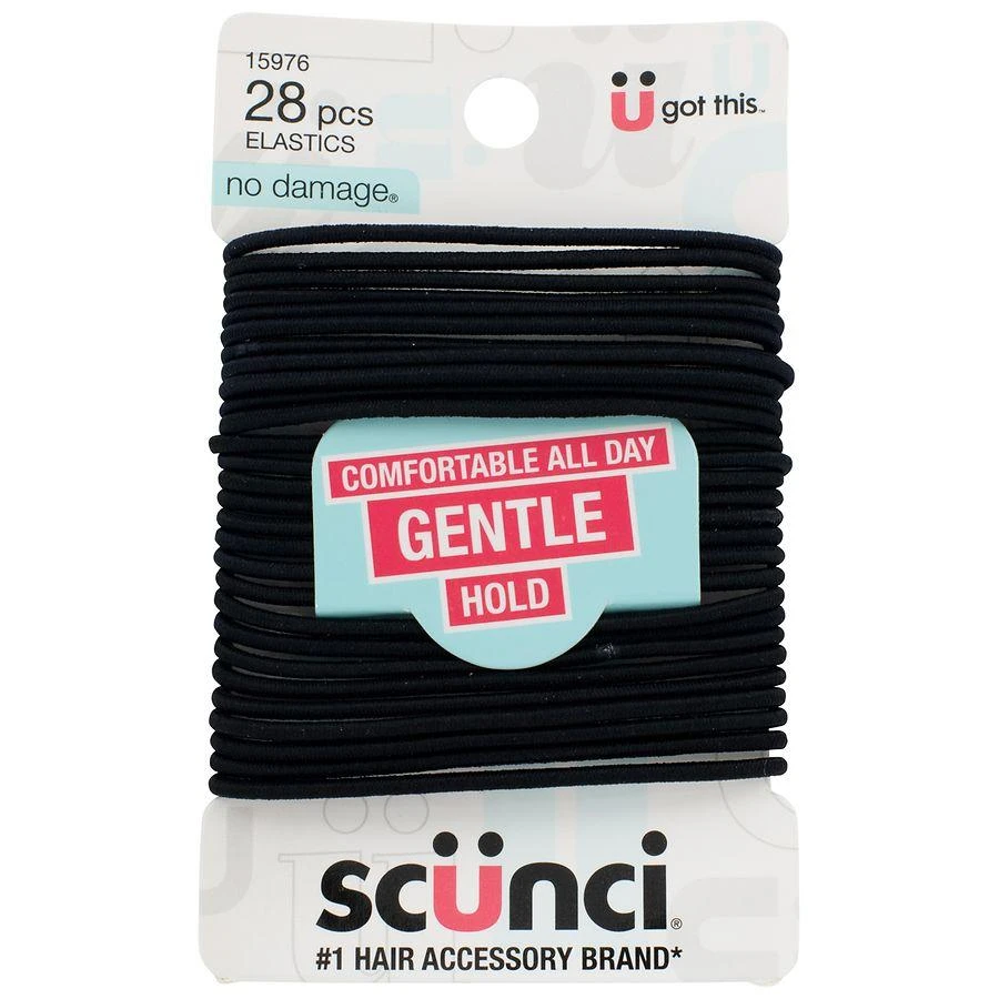 商品Scunci|No Damage Gentle-Hold Elastic Hair Bands Medium Black,价格¥32,第3张图片详细描述