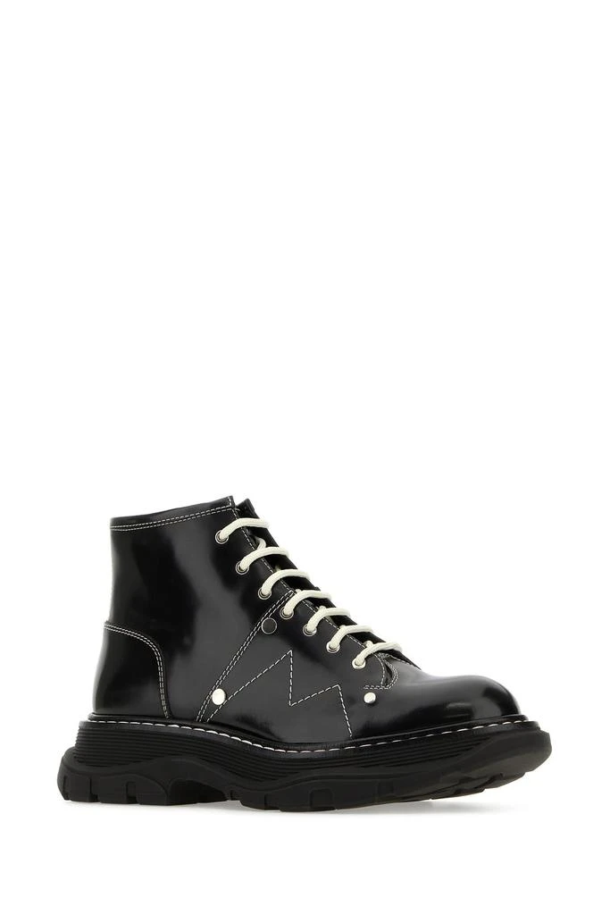 商品Alexander McQueen|Black leather Tread ankle boots,价格¥7331,第1张图片