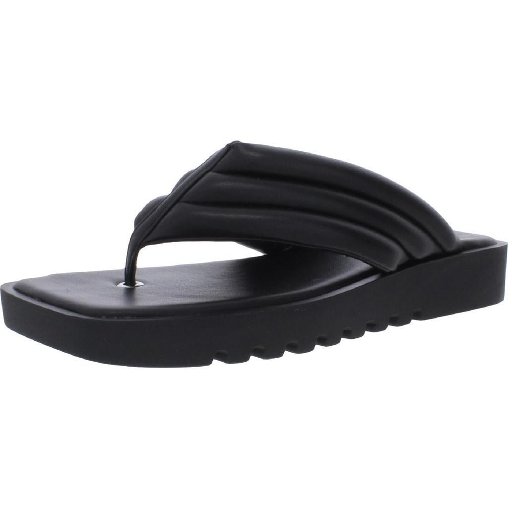 商品Steve Madden|Steve Madden Womens Boost Faux Leather Square Toe Flip-Flops,价格¥87-¥160,第1张图片