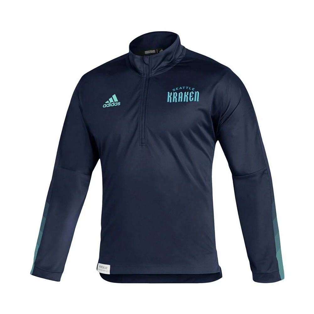 商品Adidas|Men's Deep Sea Blue Seattle Kraken Primeblue Quarter-Zip Jacket,价格¥564,第3张图片详细描述