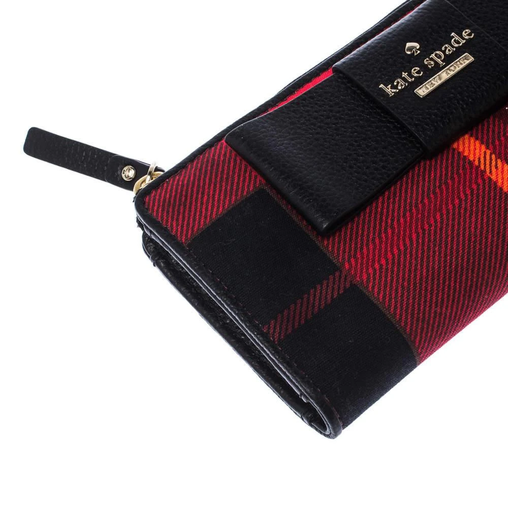 Kate Spade Red/Black Checkered Canvas Julia Street Plaid Nisha Wallet 商品