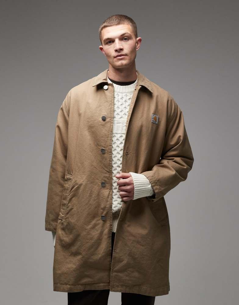 Shop Carhartt WIP webster longline coat in light brown on Sale at