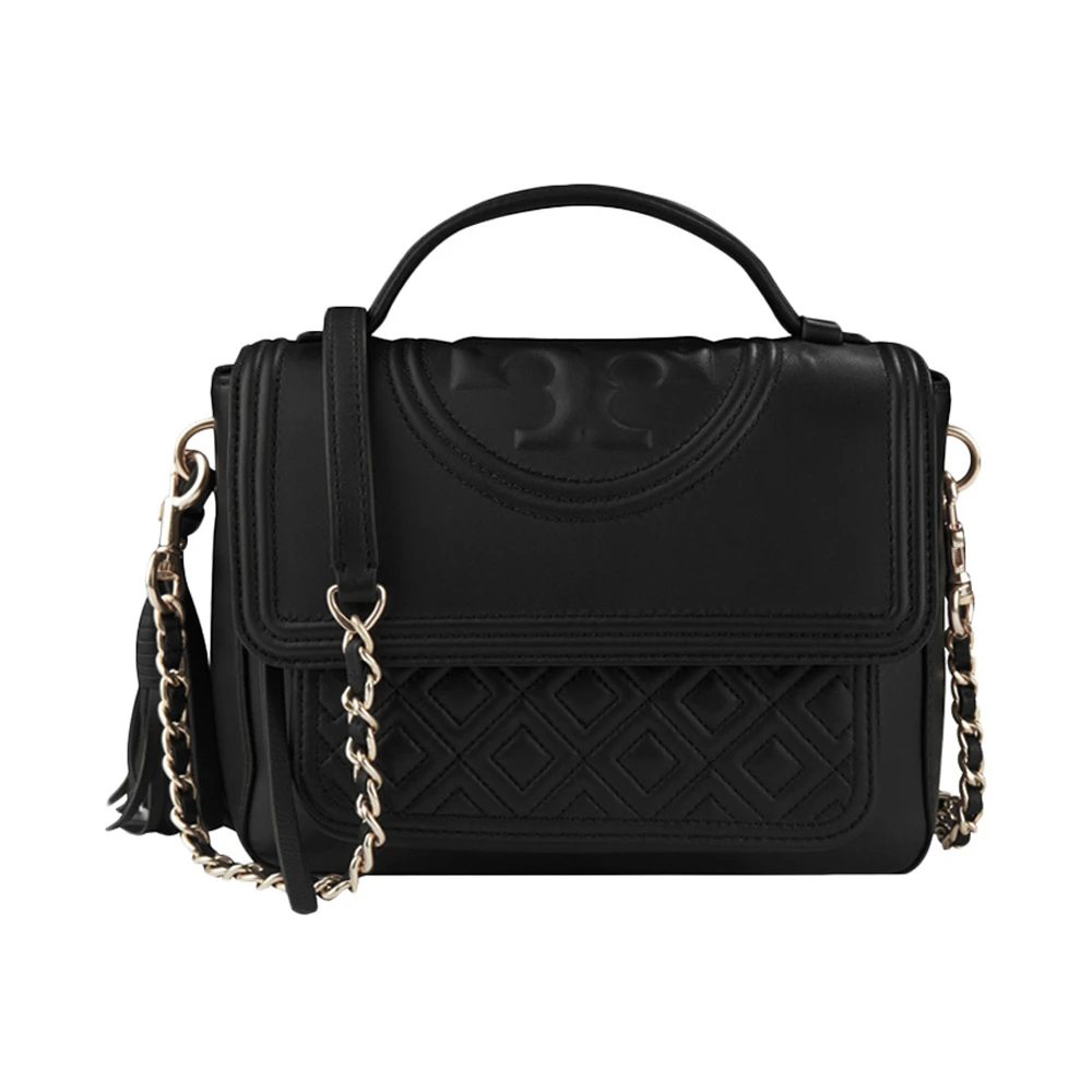 商品Tory Burch|Tory Burch 汤丽柏琦 女士黑色菱格流苏羊皮小号单肩手提包 45147-001,价格¥3236,第1张图片