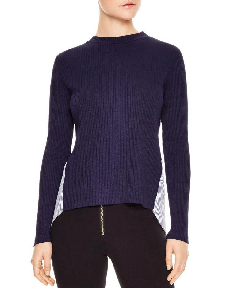 商品Sandro|Joony Striped Cotton-Back Ribbed Top,价格¥467,第1张图片