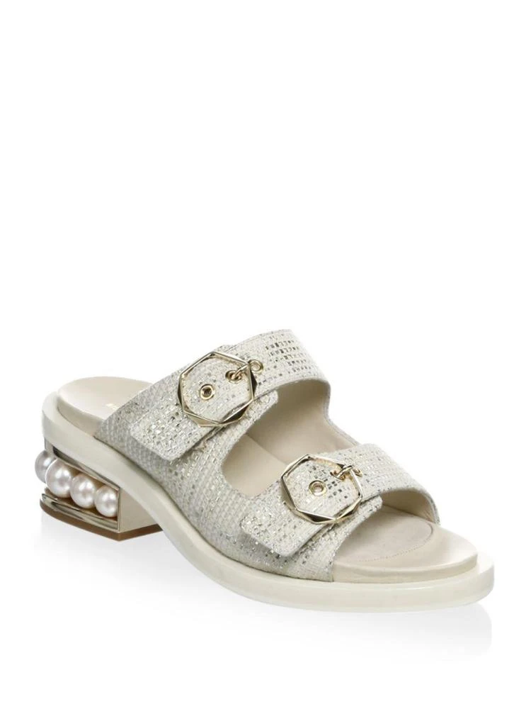 商品Nicholas Kirkwood|Casati Pearl Leather Two-Strap Sandals,价格¥2688,第1张图片