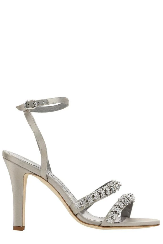 商品Manolo Blahnik|Manolo Blahnik Vedada Satin Embellished Sandals,价格¥6159,第1张图片