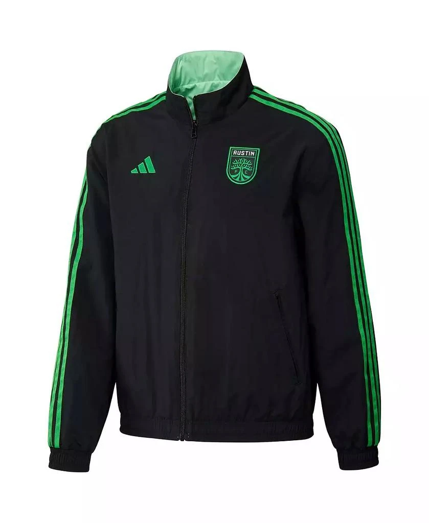 商品Adidas|Men's Black and Green Austin FC 2023 On-Field Anthem Full-Zip Reversible Team Jacket,价格¥614,第2张图片详细描述