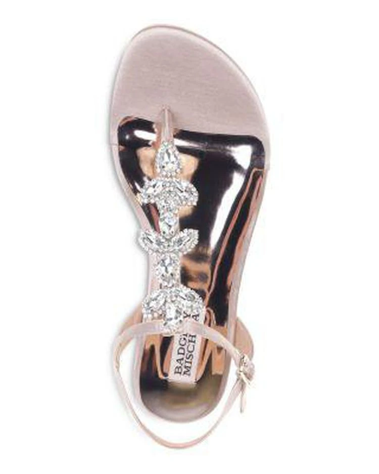 商品Badgley Mischka|Women's Sissi Embellished Satin T-Strap Sandals,价格¥645,第3张图片详细描述