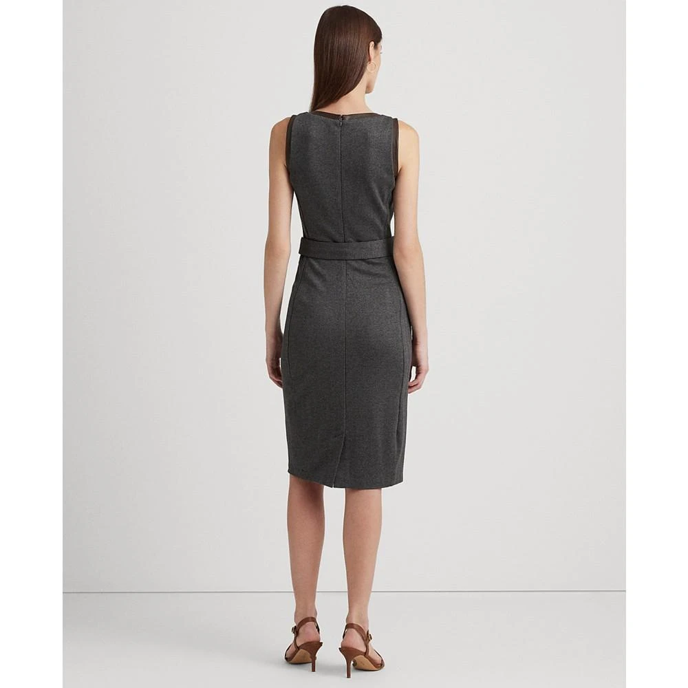 商品Ralph Lauren|Women's Faux-Leather-Trim Belted Jacquard Dress,价格¥857,第2张图片详细描述