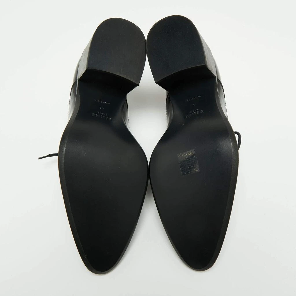 Celine Black Glossy Leather Lace Up Heel Derby Size 41 商品