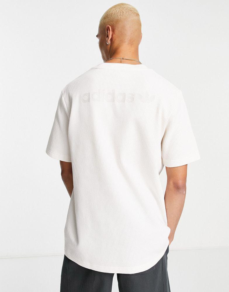 adidas Originals 'Tonal Textures' waffle t-shirt in chalk white with back logo商品第2张图片规格展示