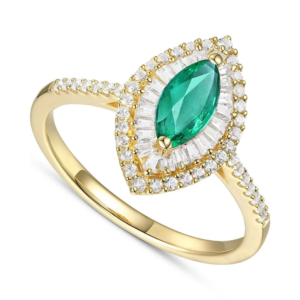 商品Macy's|Sapphire (3/4 ct. t.w.) & Diamond (1/3 ct. t.w.) Marquise Halo Ring in 14k Gold (Also in Emerald & Ruby),价格¥7553,第1张图片