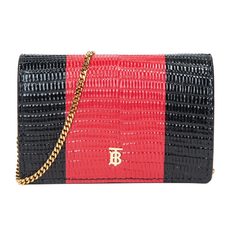 商品Burberry|Burberry 博柏利 女士红色拼黑色小牛皮单肩包斜挎包 8024827,价格¥1971,第1张图片