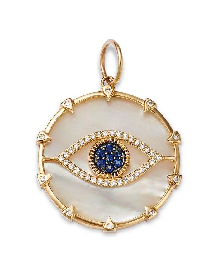 商品Nina Gilin|14K Yellow Gold Mother of Pearl Eye of Protection Diamond & Sapphire Pendant,价格¥17973,第1张图片详细描述