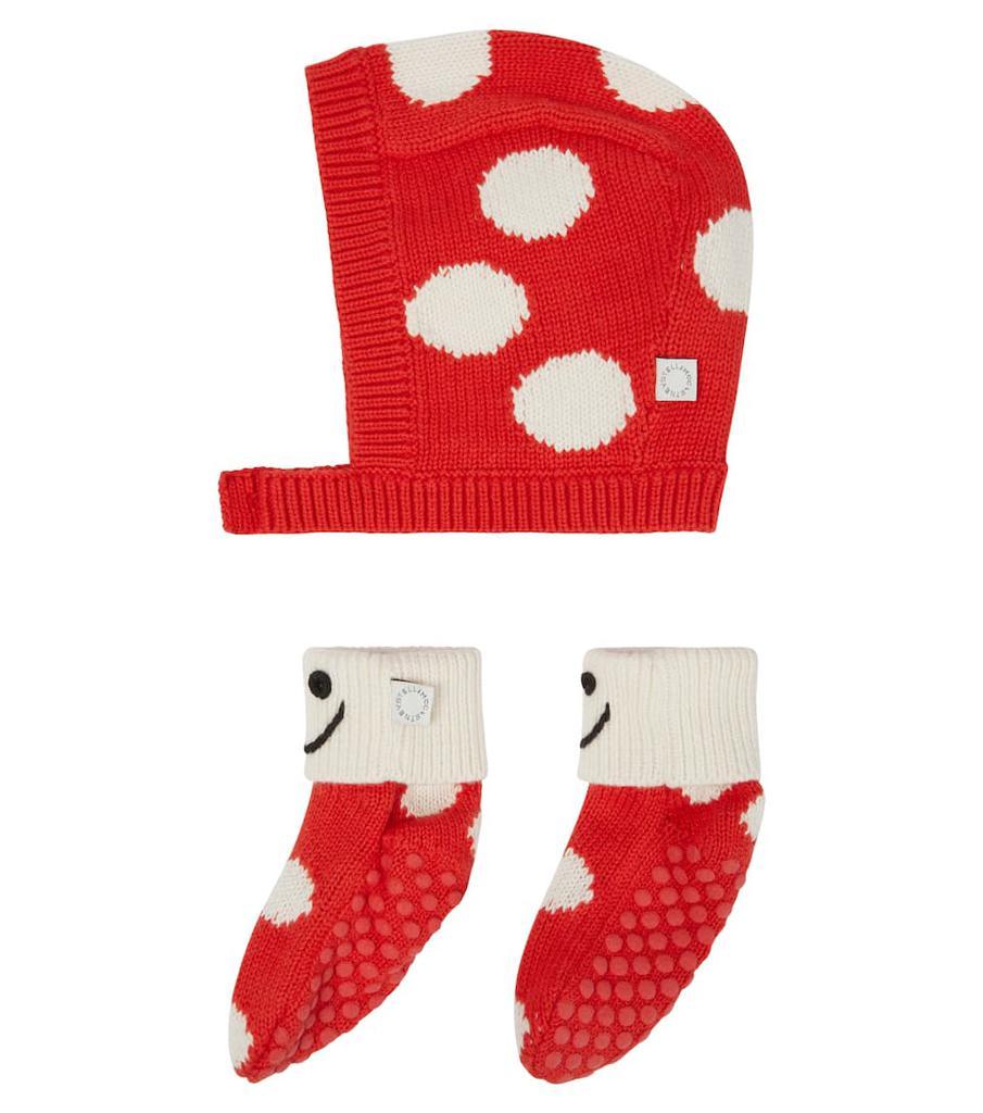 商品Stella McCartney|婴幼儿 — 棉质与羊毛帽子袜子套装,价格¥832,第4张图片详细描述