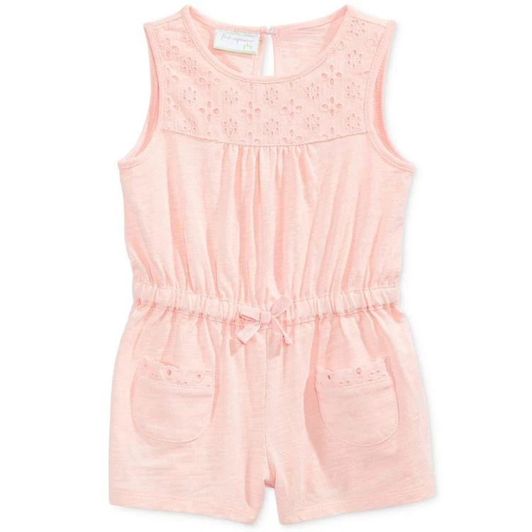 商品First Impressions|Eyelet-Trim Cotton Romper, Baby Girls (0-24 Months), Only At Macy's,价格¥75,第1张图片