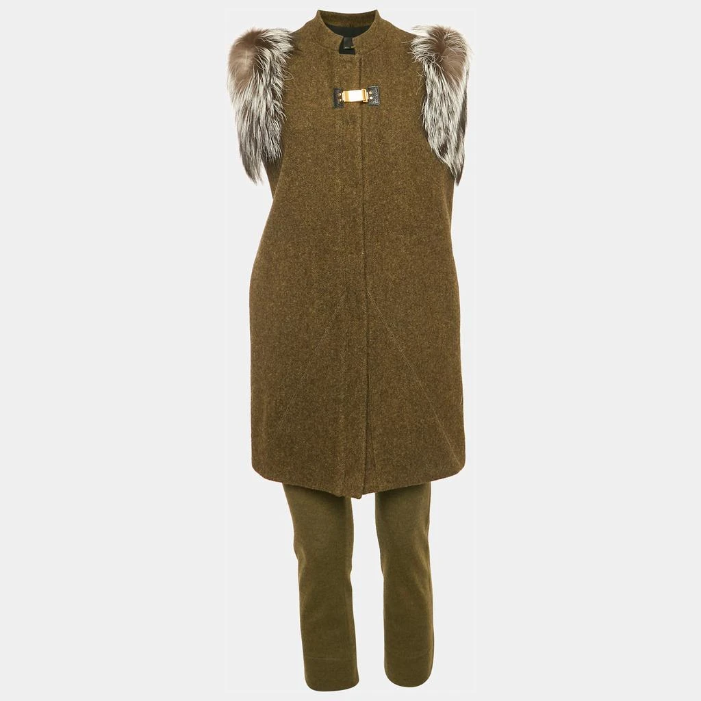 商品[二手商品] Fendi|Fendi Green Wool and Fur Trim Jacket and Leggings Set M/S,价格¥3632,第1张图片