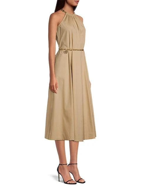 商品Michael Kors|Chain Cotton-Blend Halter Midi-Dress,价格¥667,第4张图片详细描述