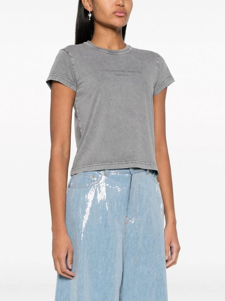 商品Alexander Wang|ALEXANDER WANG Women Bi-Color Acid Shrunken Embossed Logo Tee,价格¥891,第1张图片