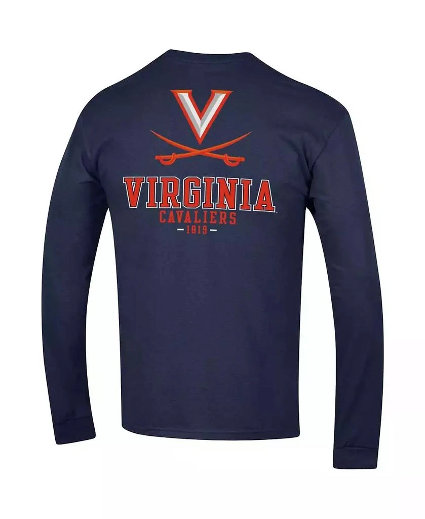 商品CHAMPION|Men's Navy Virginia Cavaliers Team Stack Long Sleeve T-shirt,价格¥225,第2张图片详细描述