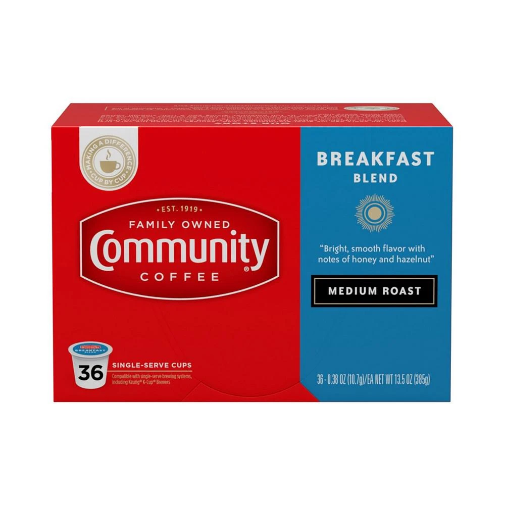 商品Community Coffee|Breakfast Blend Medium Roast Single Serve Pods, Keurig K-Cup Brewer Compatible, 144 Ct,价格¥1000,第2张图片详细描述