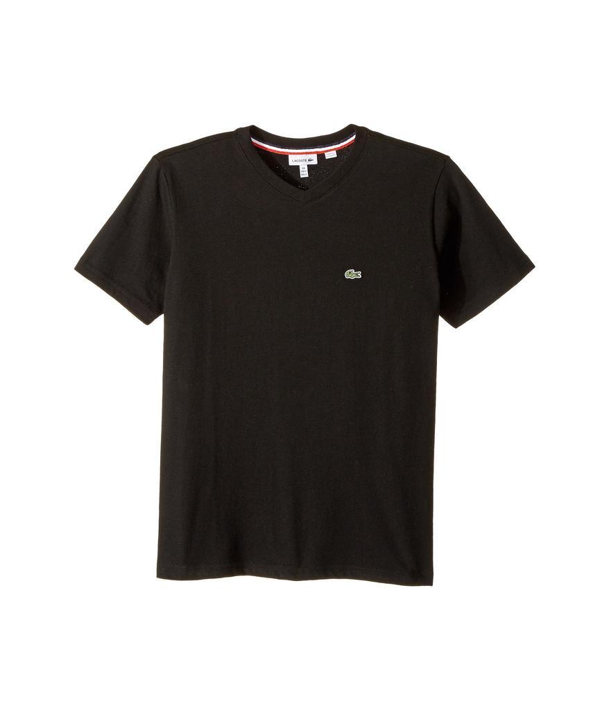 商品Lacoste|Short Sleeve Solid V-Neck T-Shirt (Toddler/Little Kids/Big Kids),价格¥258,第1张图片