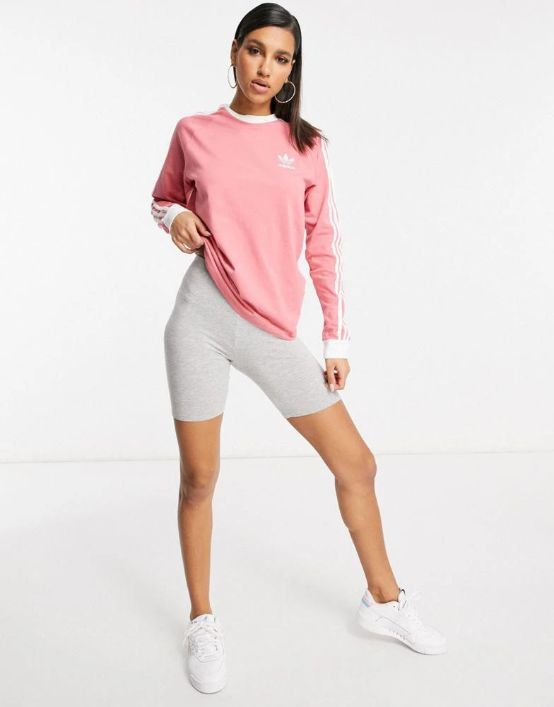 商品Adidas|adidas Originals three stripe logo long sleeve top in hazy rose,价格¥156,第4张图片详细描述