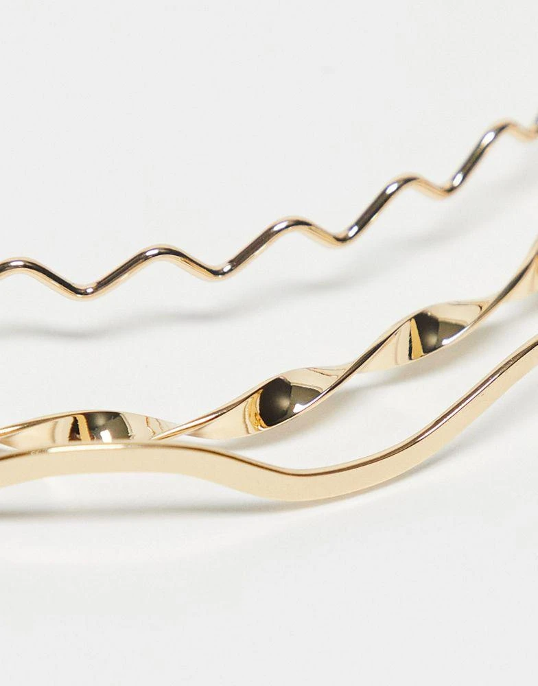 商品ASOS|ASOS DESIGN pack of 3 headbands in gold tone,价格¥55,第4张图片详细描述
