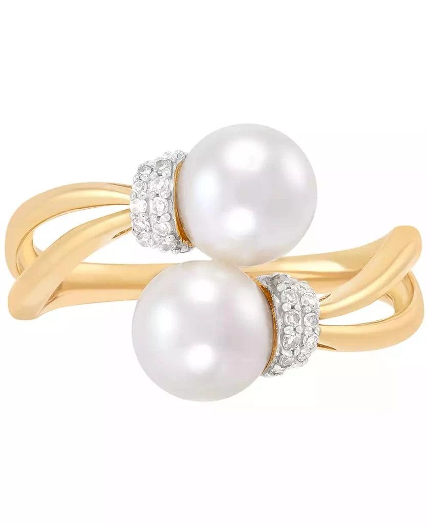 商品Honora|Cultured Freshwater Pearl (7mm) & Diamond (1/10 ct. t.w.) Bypass Ring in 10k Gold,价格¥2152,第1张图片