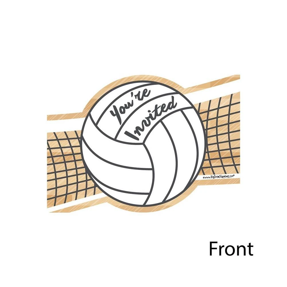 商品Big Dot of Happiness|Bump, Set, Spike - Volleyball - Shaped Fill-in Invitations with Envelopes 12 Ct,价格¥127,第2张图片详细描述