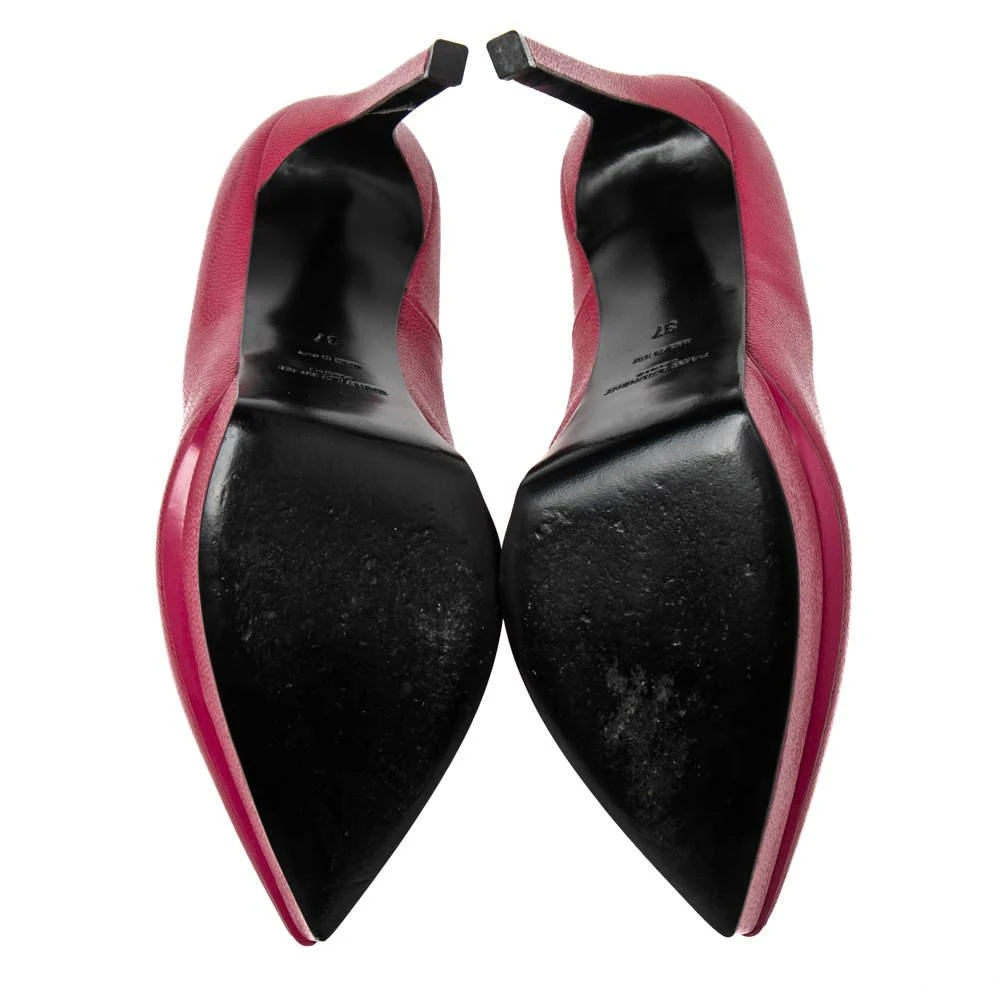 Saint Laurent Pink Leather Janis Pointed Toe Pumps Size 37 商品