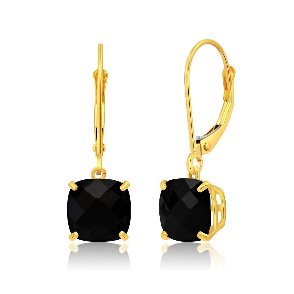 14k Solid Yellow Gold Gemstone Dangle Leverback Earrings (8mm) 商品