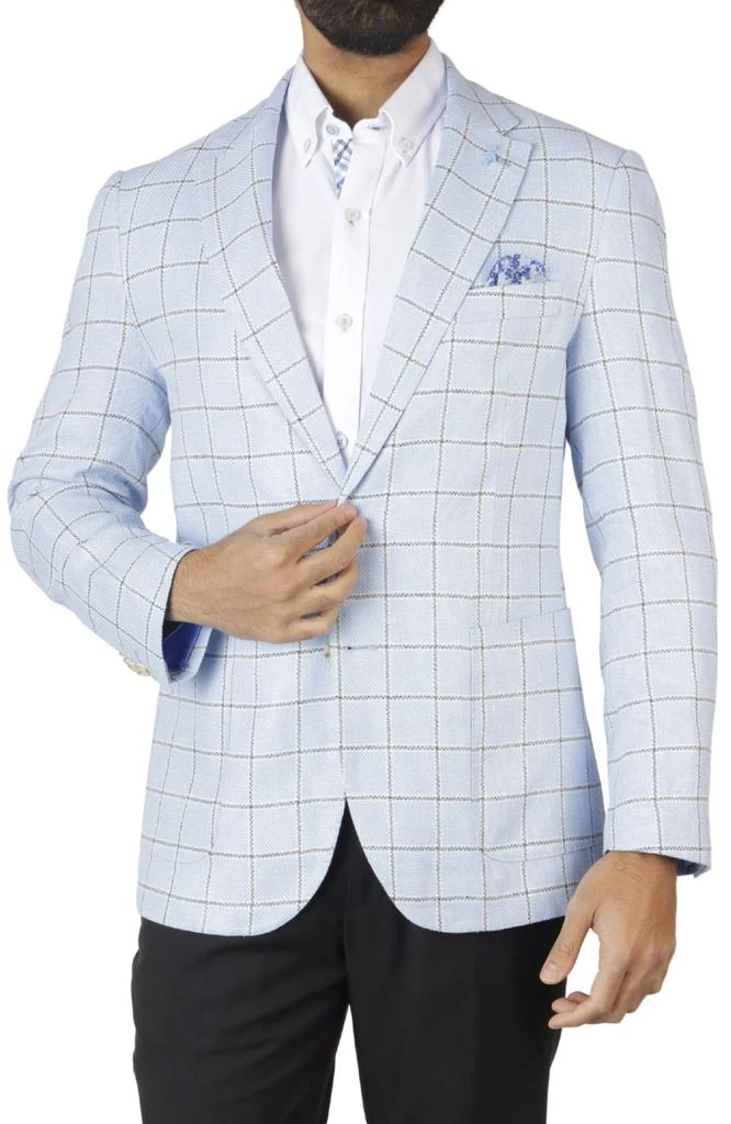 商品TailorByrd|Light Blue Windowpane Textured Sport Coat,价格¥804,第2张图片详细描述