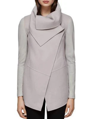 商品Mackage|Vane Draped Wrap Leather-Sleeve Coat ,价格¥3943,第1张图片
