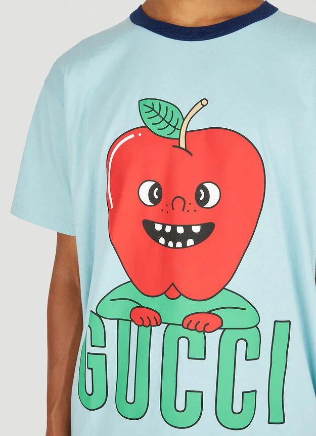 商品Gucci|Apple Print Hollywood T-Shirt in Light Blue,价格¥4704,第5张图片详细描述