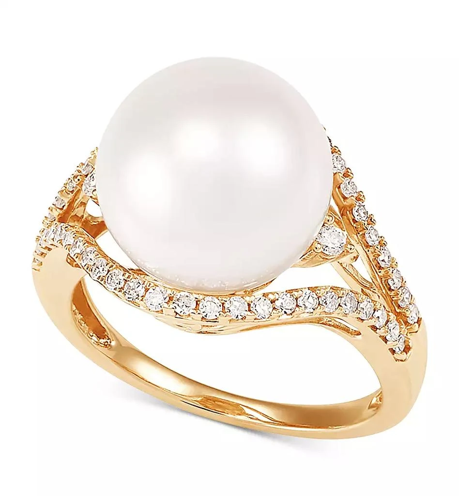 商品Honora|Cultured White Ming Pearl (11-13mm) & Diamond (1/3 ct. t.w.) Ring in 14k Gold,价格¥5972,第1张图片