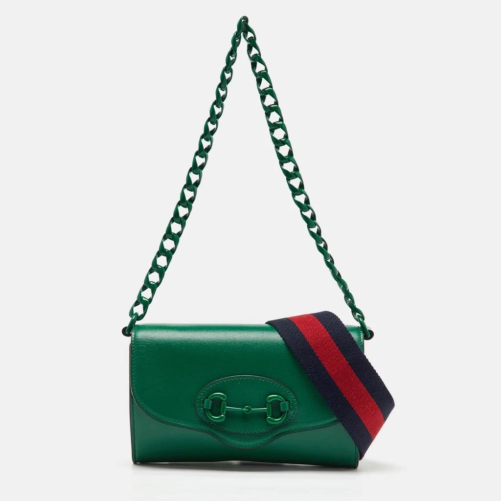 商品[二手商品] Gucci|Gucci Green Leather Mini Horsebit 1955 Shoulder Bag,价格¥9758,第1张图片