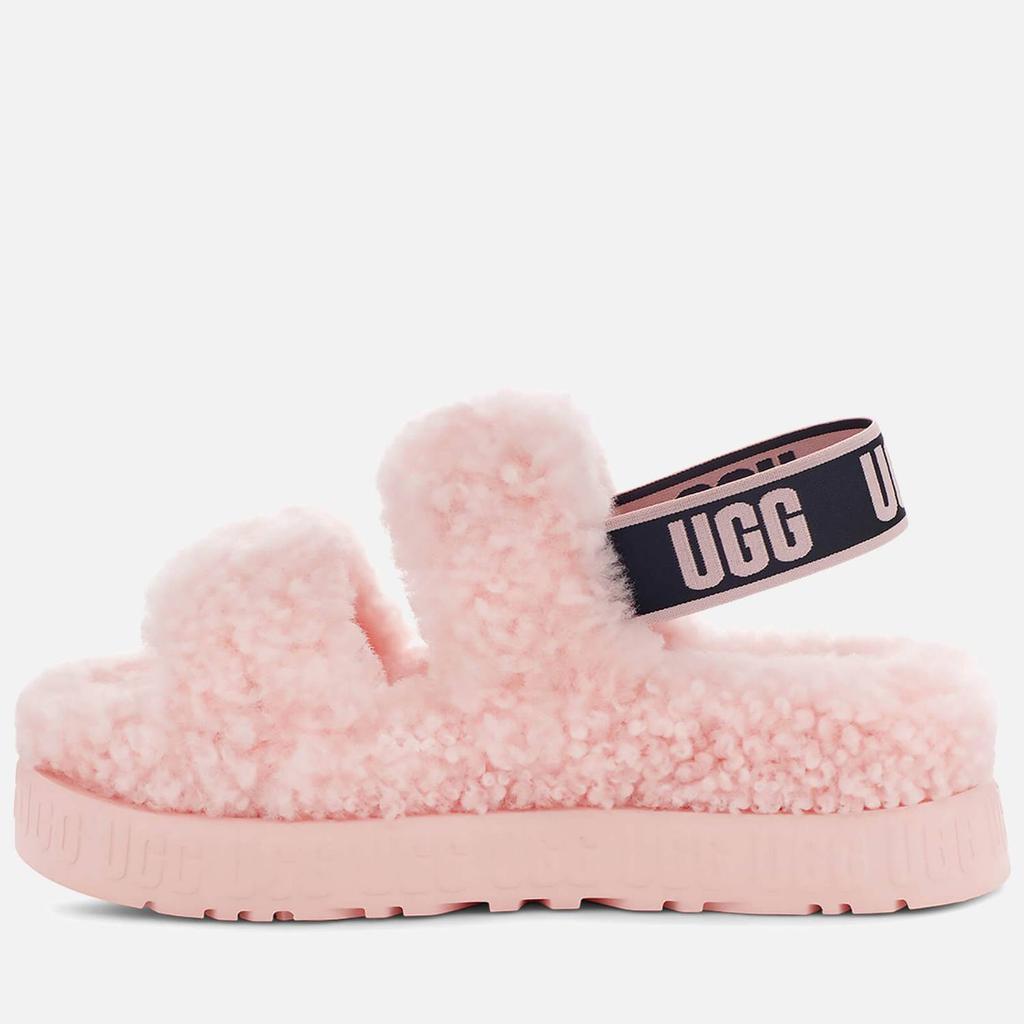 商品UGG|UGG Women's Oh Fluffita Curly Sheepskin Slippers - Pink Scallop,价格¥410,第5张图片详细描述