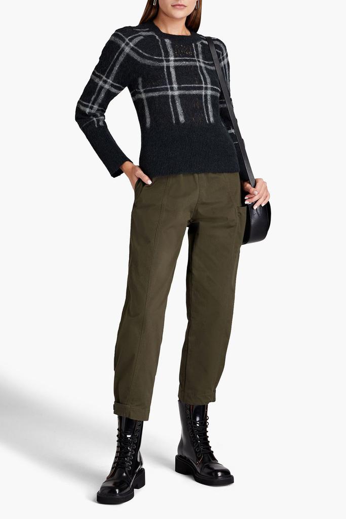 Checked pointelle-knit alpaca-blend sweater商品第2张图片规格展示